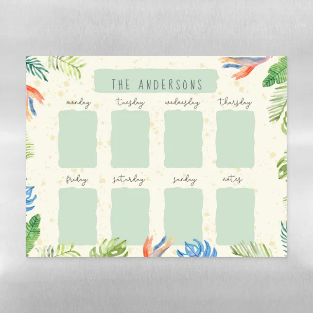 Tropical Weekly Planner List | Personalized Magnetic Dry Erase Sheet ...