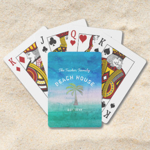 Tropical Welcome Ocean Blue Green Beach House Poker Cards