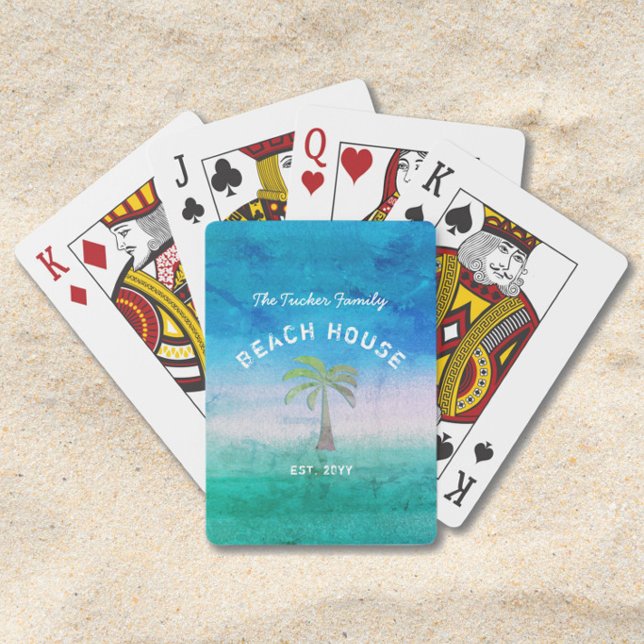 Tropical Welcome Ocean Blue Green Beach House Poker Cards (Creator Uploaded)