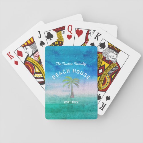 Tropical Welcome Ocean Blue Green Beach House Poker Cards