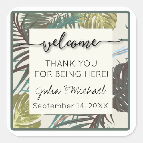 Tropical Welcome Sticker Wedding Favors Hotel Bags