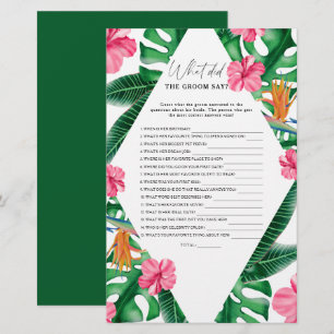 Tropical - What did the groom say bridal game