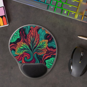 Tropical Whirl Abstract Leaf Gel Mouse Pad
