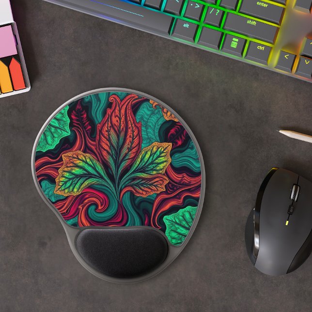 Tropical Whirl Abstract Leaf Gel Mouse Pad (Creator Uploaded)