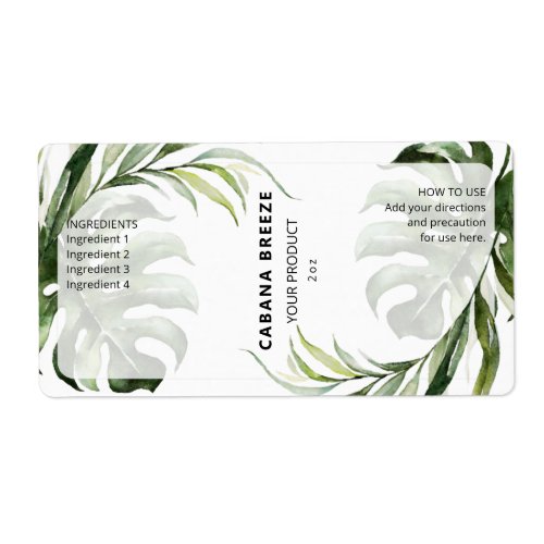 Tropical White And Green Bottle Dropper Labels