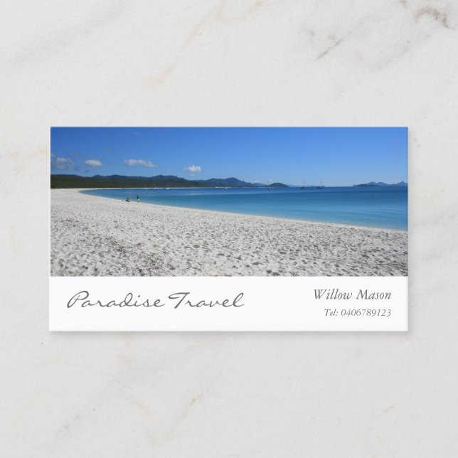 Tropical White Beach, Travel Business Card (Front)