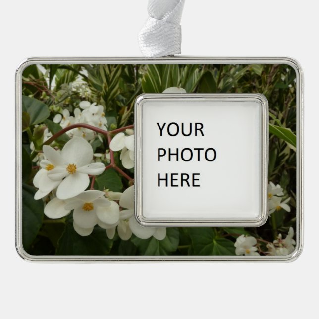 Tropical White Begonia Floral Christmas Ornament (Front)