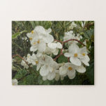 Tropical White Begonia Floral Jigsaw Puzzle