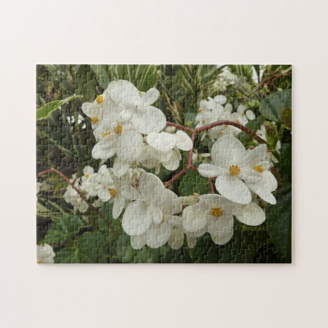 Tropical White Begonia Floral Jigsaw Puzzle (Horizontal)