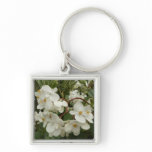 Tropical White Begonia Floral Keychain