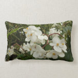 Tropical White Begonia Floral Lumbar Pillow
