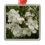Tropical White Begonia Floral Metal Ornament