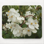 Tropical White Begonia Floral Mouse Pad
