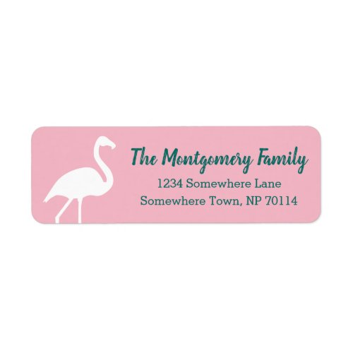 Tropical White Flamingo Silhouette  Family Name Label