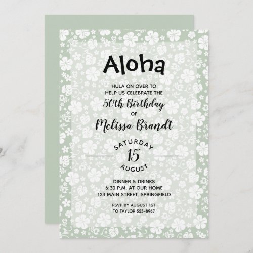 Tropical White Flowers Birthday Invitations