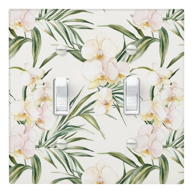 Tropical White Orchid Flowers Bridal Shower Light Switch Cover (In Situ)