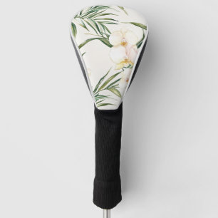 Tropical White Orchid Flowers Golf Head Cover
