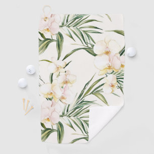 Tropical White Orchid Flowers Golf Towel
