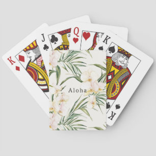 Tropical White Orchid Flowers Poker Cards