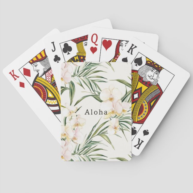 Tropical White Orchid Flowers   Poker Cards (Back)
