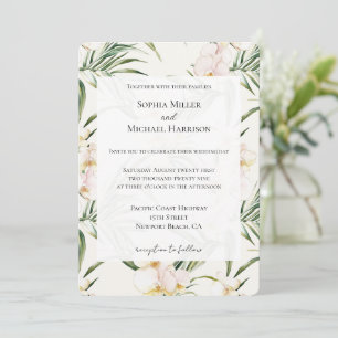Tropical White Orchid Flowers Wedding Invitation