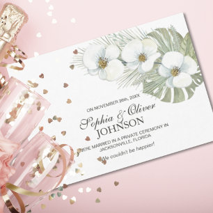 Tropical White Orchid Wedding Announcement