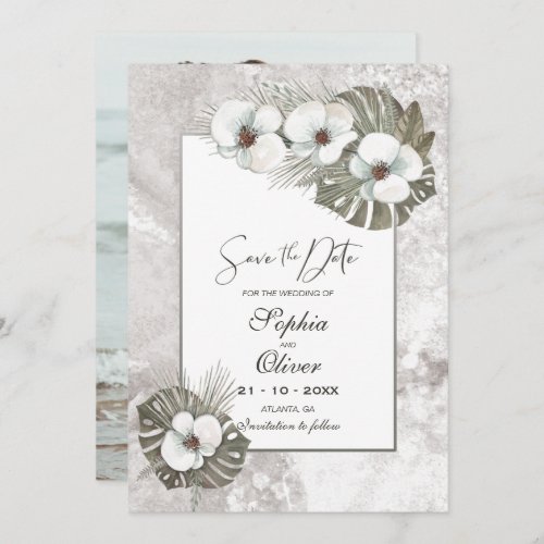 Tropical White Orchids Photo Wedding  Save The Date