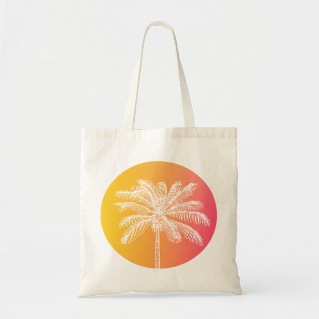 Tropical White palm tree sunset Tote Bag (Front)