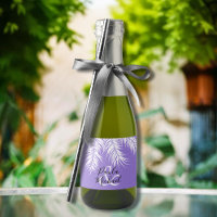 Tropical White Palm Trees on Purple Mini