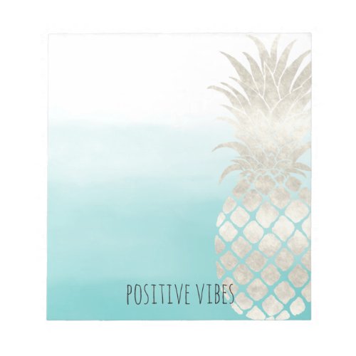 Tropical White Pineapple Aqua Watercolor   Notepad