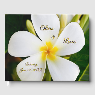 Tropical White Plumeria - New Beginnings - Wedding Guest Book