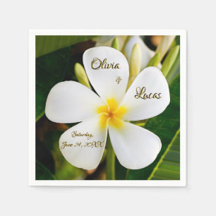 Tropical White Plumeria - New Beginnings - Wedding Napkins