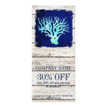 Tropical Whitewashed Wood Nautical Coral Reef Rack Card by businesscardsdepot at Zazzle