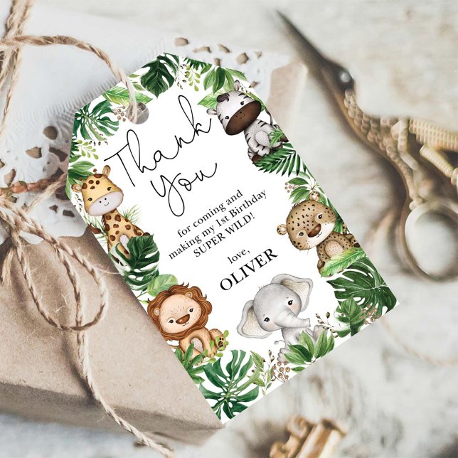 Tropical Wild Animals Jungle Safari Birthday Party Gift Tags (Creator Uploaded)