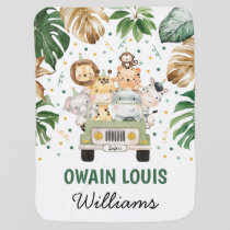 Tropical Wild Animals Safari Jungle Boy Nursery Baby Blanket