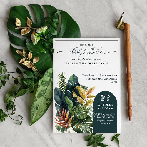  Tropical Wild Elegant Gender Neutral Baby Shower Invitation