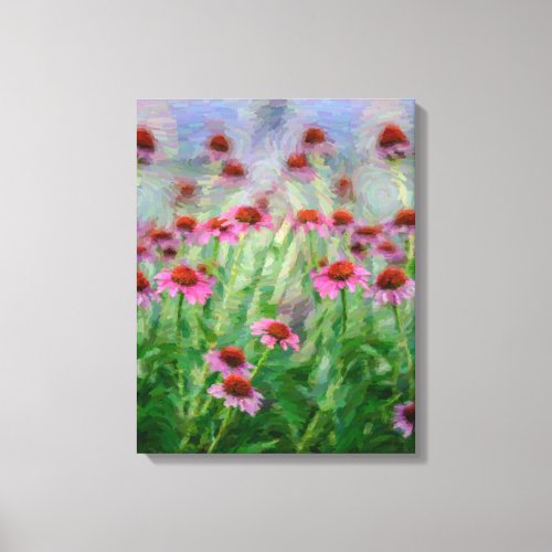 Tropical Wild Flowers Retro Abstract Canvas Print