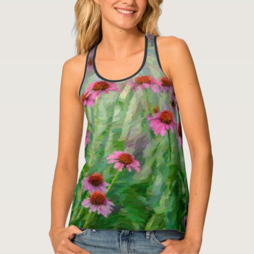 Tropical Wild flowers Retro Abstract Tank Top