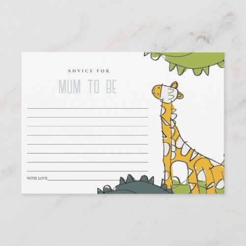 Tropical Wild Giraffe Advice for Mum Baby Shower Enclosure Card