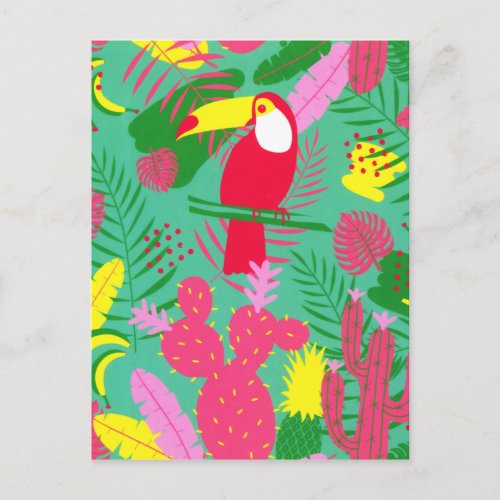 Tropical Wild Jungle Paradise Toucan Watercolor Announcement Postcard