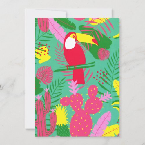 Tropical Wild Jungle Paradise Toucan Watercolor Holiday Card