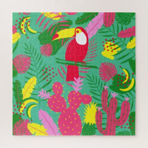 Tropical Wild Jungle Paradise Toucan Watercolor Jigsaw Puzzle