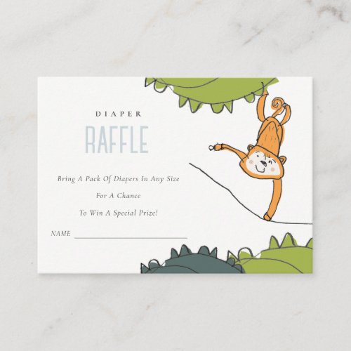 Tropical Wild Monkey Diaper Raffle Baby Shower Enclosure Card