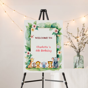 Tropical Wild One Jungle Safari Animals 1st Birthd Foam Board