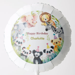 Tropical Wild One Jungle Safari Animals Birthday  Balloon