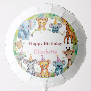 Tropical Wild One Jungle Safari Animals Birthday Balloon