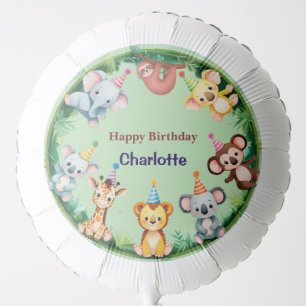 Tropical Wild One Jungle Safari Animals Birthday  Balloon