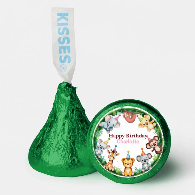 Tropical Wild One Jungle Safari Animals Birthday  Hershey®'s Kisses® (Front)