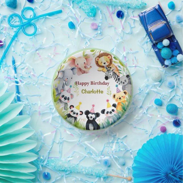 Tropical Wild One Jungle Safari Animals Birthday  Paper Bowls (Party)