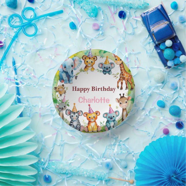Tropical Wild One Jungle Safari Animals Birthday Paper Bowls (Party)